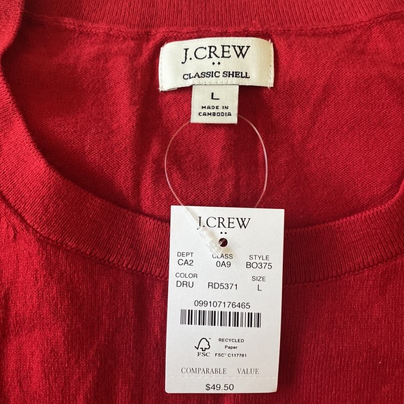 NWT J.Crew Factory Shell Sweater, Deep Ruby, size LARGE - Picture 7 of 7